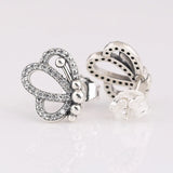 S925 Silver Butterfly Stud Earrings Crystal Wedding Gift Lady Jewelry