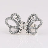 S925 Silver Butterfly Stud Earrings Crystal Wedding Gift Lady Jewelry