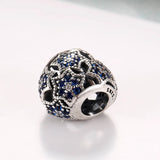 S925 Silver Openwork Heart Crystal Bead Lady Bracelet Bangle