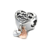 S925 Silver Charm Thank You Mum Heart Bead DIY Jewelry