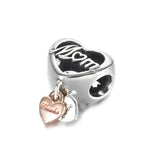 S925 Silver Charm Thank You Mum Heart Bead DIY Jewelry