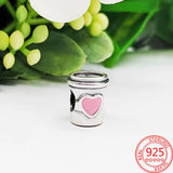 925 Silver Heart Earphone Charm for Bracelet Necklace Girl Gift Jewelry