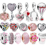 925 Silver Heart Earphone Charm for Bracelet Necklace Girl Gift Jewelry