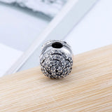 S925 Silver Clip Bead for Lady Bracelet Shimmering Rose Clip Crystal Charms