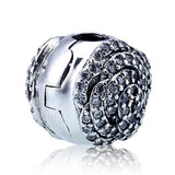 S925 Silver Clip Bead for Lady Bracelet Shimmering Rose Clip Crystal Charms