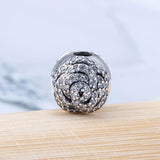S925 Silver Clip Bead for Lady Bracelet Shimmering Rose Clip Crystal Charms