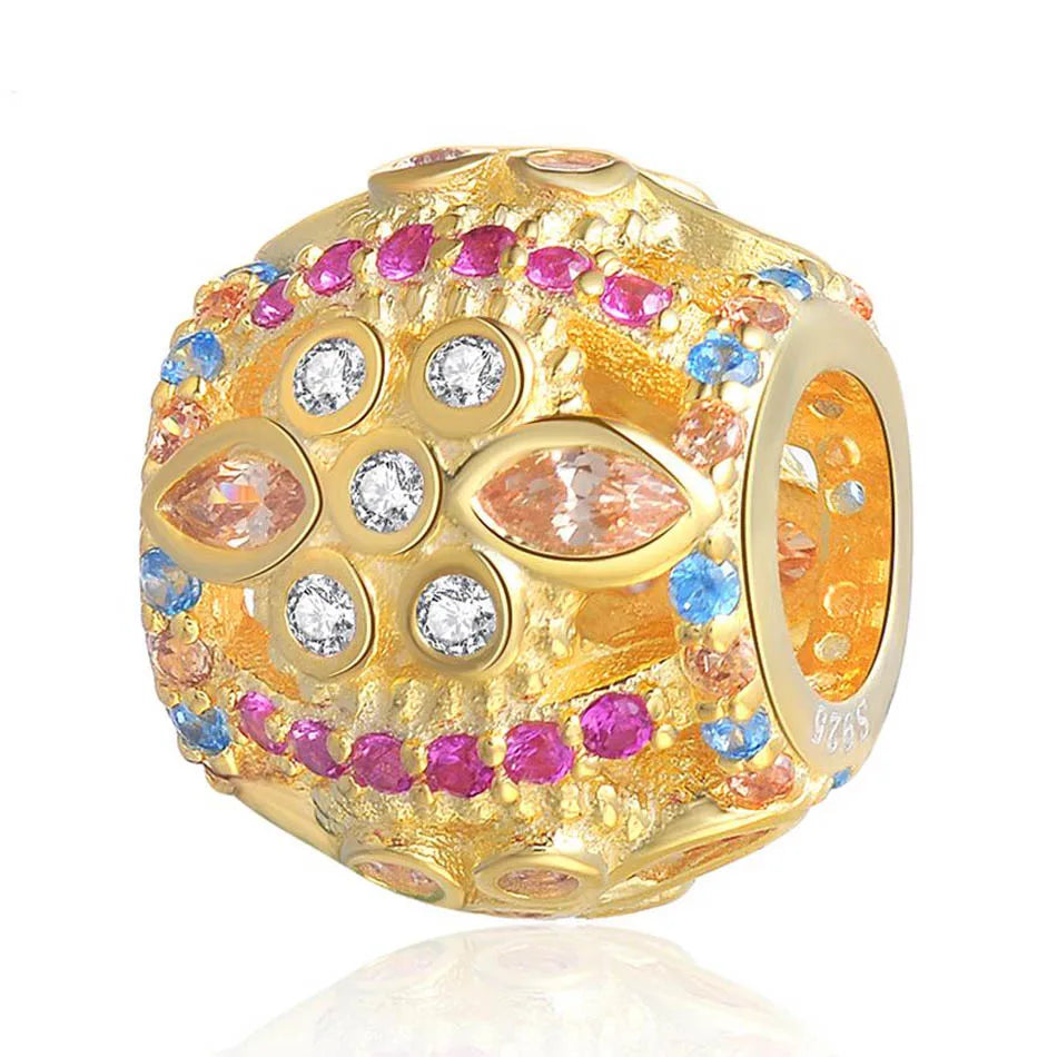 S925 Silver Charm with Crystals & Pink CZ for Women Bracelet