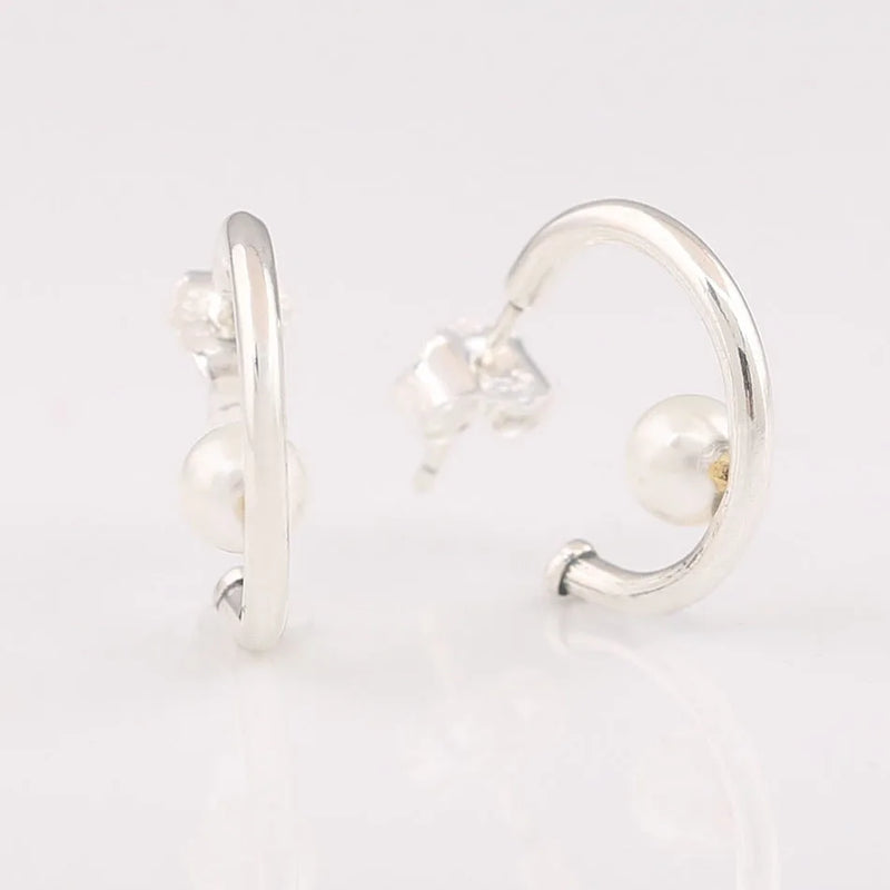 S925 Silver Pearls Stud Earrings Wedding Gift Lady Fine Jewelry