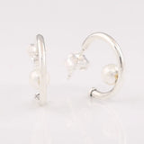 S925 Silver Pearls Stud Earrings Wedding Gift Lady Fine Jewelry