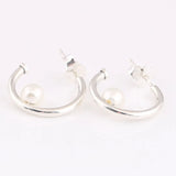 S925 Silver Pearls Stud Earrings Wedding Gift Lady Fine Jewelry