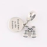 S925 Silver Enamel Binoculars Bead Charm for Bracelet Bangle