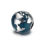S925 Enamel Globe Clip Flower Bead Charm Bracelet
