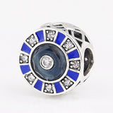 S925 Silver Enamel Mosaic Crystal Bead Charm Lady Bracelet Bangle