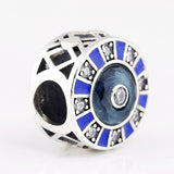 S925 Silver Enamel Mosaic Crystal Bead Charm Lady Bracelet Bangle