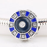 S925 Silver Enamel Mosaic Crystal Bead Charm Lady Bracelet Bangle