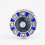 S925 Silver Enamel Mosaic Crystal Bead Charm Lady Bracelet Bangle