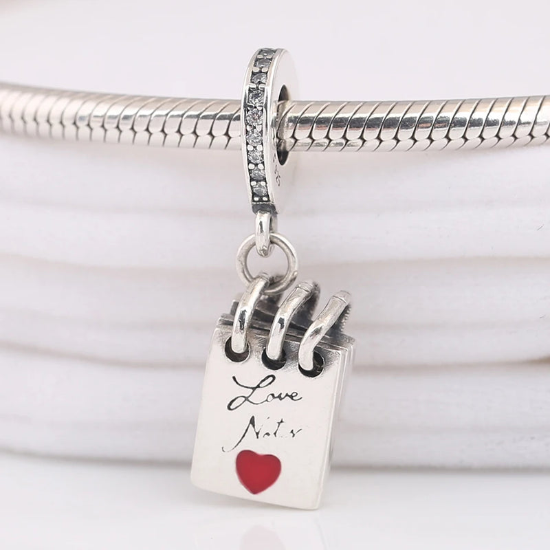 S925 Enamel Love Notes Crystal Pendant Bead Charm