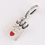 S925 Enamel Love Notes Crystal Pendant Bead Charm