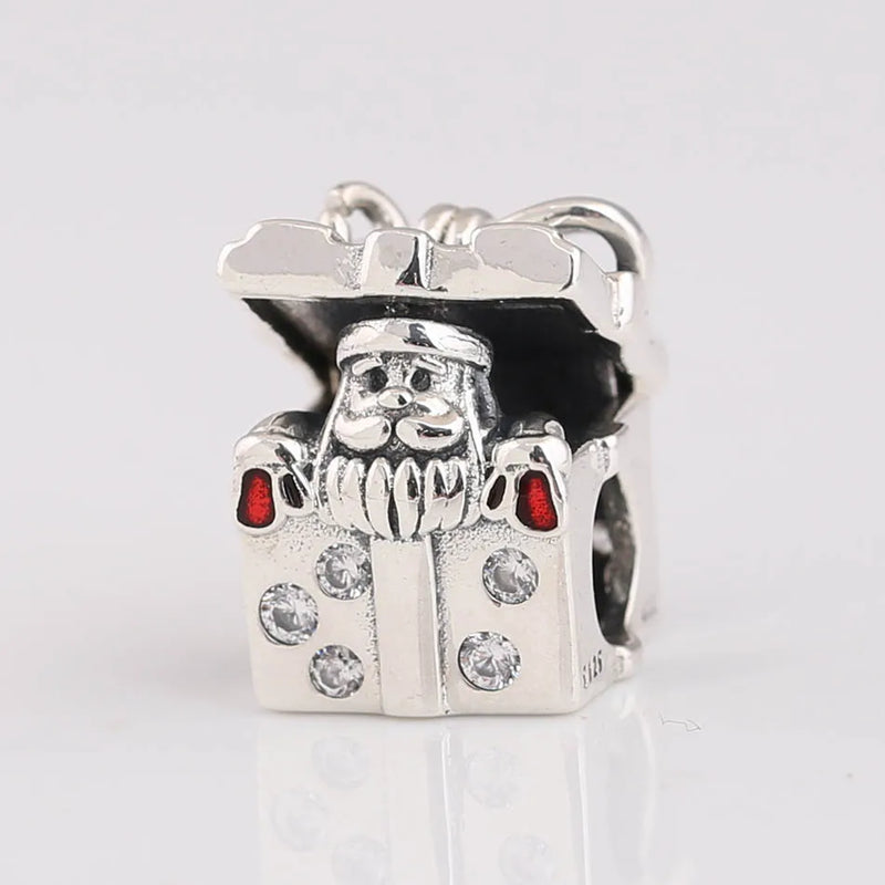 Enamel Santa & Giftbox Christmas Charm for Bracelet