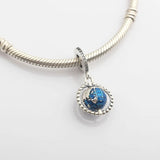 S925 Spinning Globe Crystal Pendant Bead Charm for Bracelet