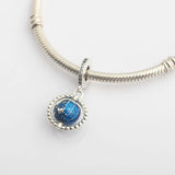 S925 Spinning Globe Crystal Pendant Bead Charm for Bracelet