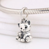 S925 Silver Enamel Cat Pendant for Women Bracelet DIY Jewelry