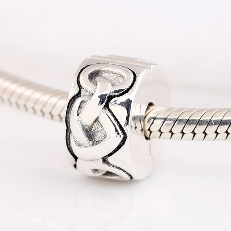 S925 Silver Heart Clip Charm for Bracelet Bangle