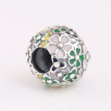 S925 Silver Enamel Flower Charm for Bracelet Bangle