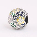 S925 Silver Enamel Flower Charm for Bracelet Bangle