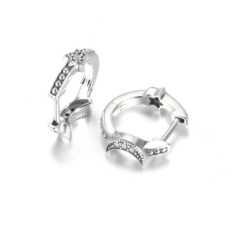 S925 Silver Moon Star Stud Earring Wedding Gift for Women