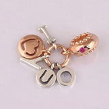 S925 Silver Be Happy Dangle Charm for Women Bracelet Bangle
