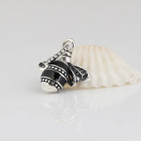 S925 Silver Enamel Bee Dangle Charm Pendant for DIY Jewelry