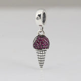S925 Silver Ice Cream Dangle Charm Pendant Bead for Bracelet Bangle