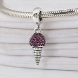 S925 Silver Ice Cream Dangle Charm Pendant Bead for Bracelet Bangle