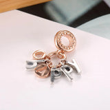 S925 Silver Pendant Bead for Lady Bracelet Bangle Rose Happy Word Charms