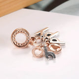 S925 Silver Pendant Bead for Lady Bracelet Bangle Rose Happy Word Charms