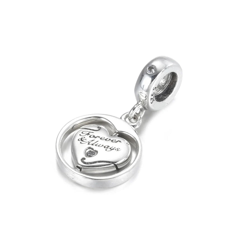 S925 Silver Soulmate Heart Charms for Lady Bracelet Bangle