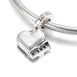 S925 Silver Piano Dangle Charm for Bracelet Bangle