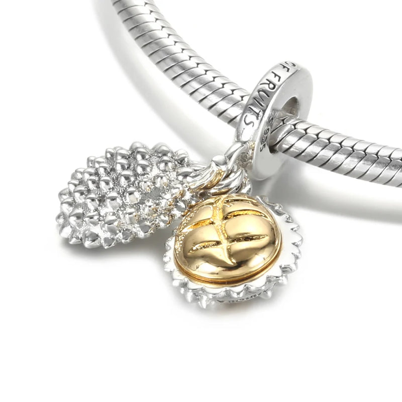 S925 Silver Durian Dangle Bead Charm for DIY Jewelry