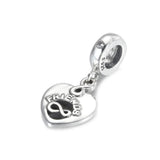 S925 Silver Forever Heart Dangle Bead