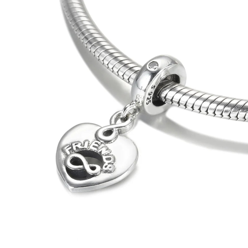 S925 Silver Forever Heart Dangle Bead