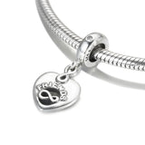 S925 Silver Forever Heart Dangle Bead