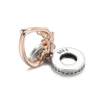 S925 Silver Heart & Rose Bead Charm for DIY Bracelet
