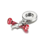 S925 Silver Heart & Dumbbell Dangle Bead for Bracelet Bangle