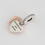 S925 Silver Family Forever Pendant Charm Pink Enamel CZ