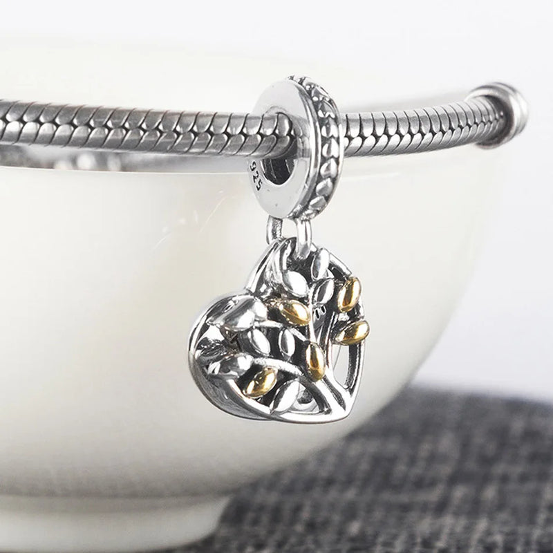 S925 Silver Together Tree Charm for Bracelet Bangle