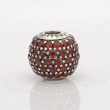 S925 Silver Red CZ PASSION Bead Charm For Bracelet Bangle
