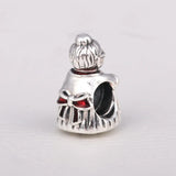 S925 Silver Red Enamel Mrs. Santa Claus Bead Charm for Bracelet DIY Jewelry