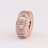 S925 Silver Rose Ice Formation Crystal Clip Stopper Bead Charm