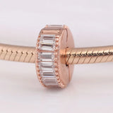 S925 Silver Rose Ice Formation Crystal Clip Stopper Bead Charm